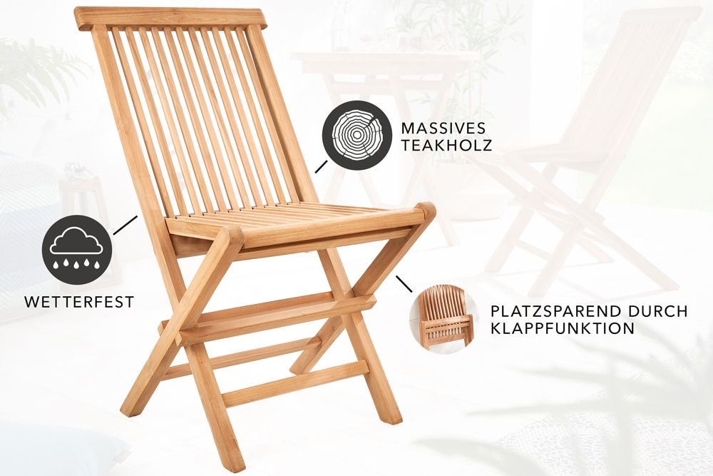 Massiver Gartenstuhl EMPIRE TEAK Teakholz klappbar Hochlehner wetterfest