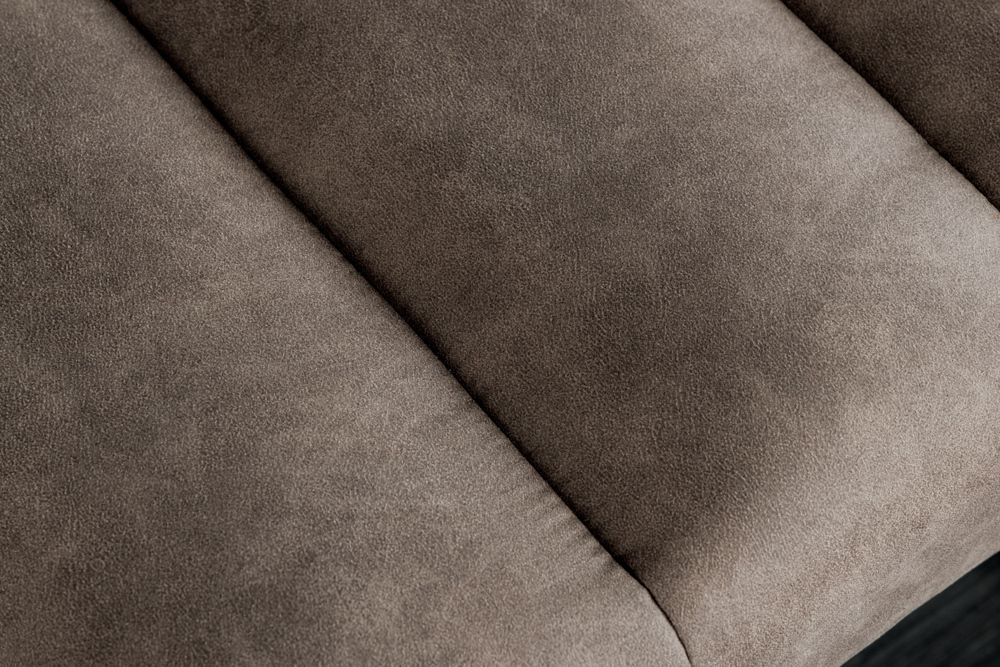 Design Sitzbank PETIT BEAUTÉ 110cm vintage taupe Microfaser schwarzes Metallgestell