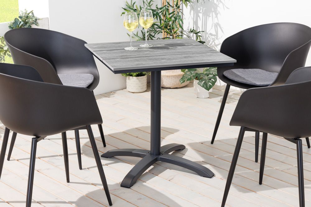 Outdoor Bistrotisch DESIGNO 70cm schwarz grau Aluminium wetterfest Gartentisch