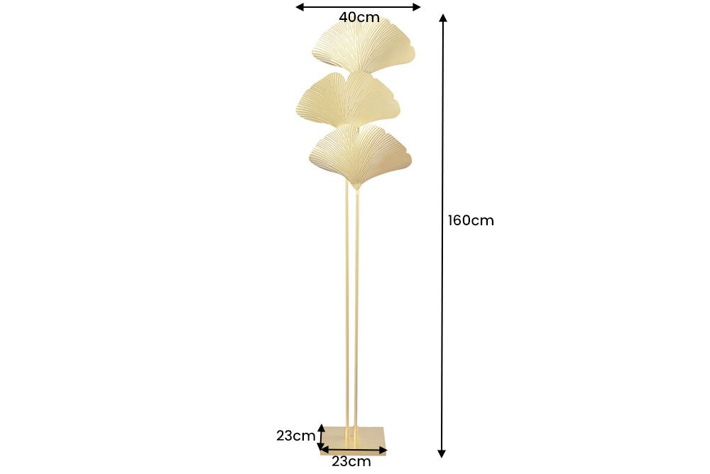 Design Stehlampe GINKGO 160cm gold Metall