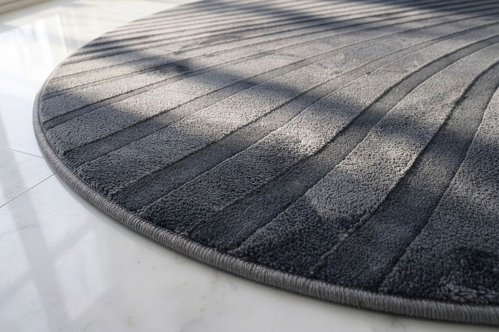Runder Teppich WAVE 150cm anthrazit 3D strukturierter Kurzflor Indoor Hoch-Tief-Effekt