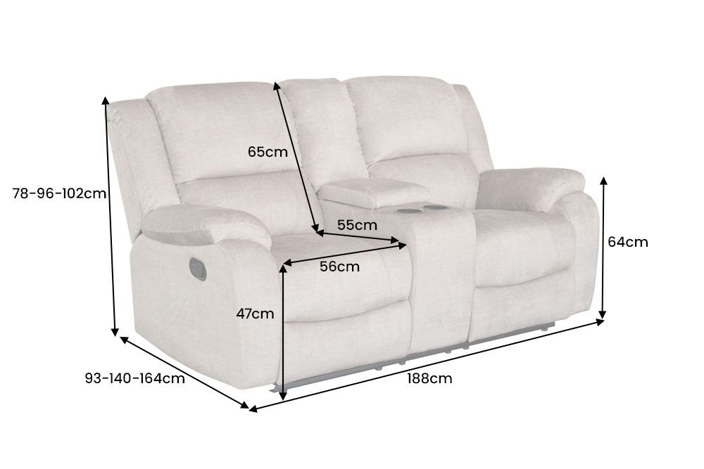 Exklusiver 2er Kinosessel HOLLYWOOD champagner beige hochwertiger Vogue Veloursstoff mit Cupholder