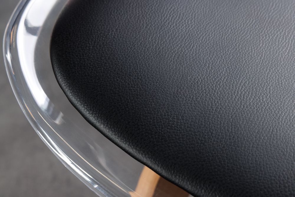 Design Stuhl SCANDINAVIA MEISTERSTÜCK transparent schwarz Kunststoff Buchenholz natur
