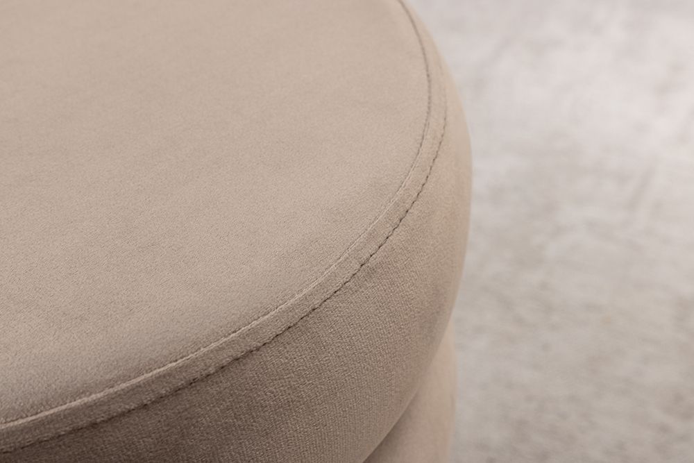 Runder Polsterhocker VOGUE 40cm champagner greige Samt mit Stauraum