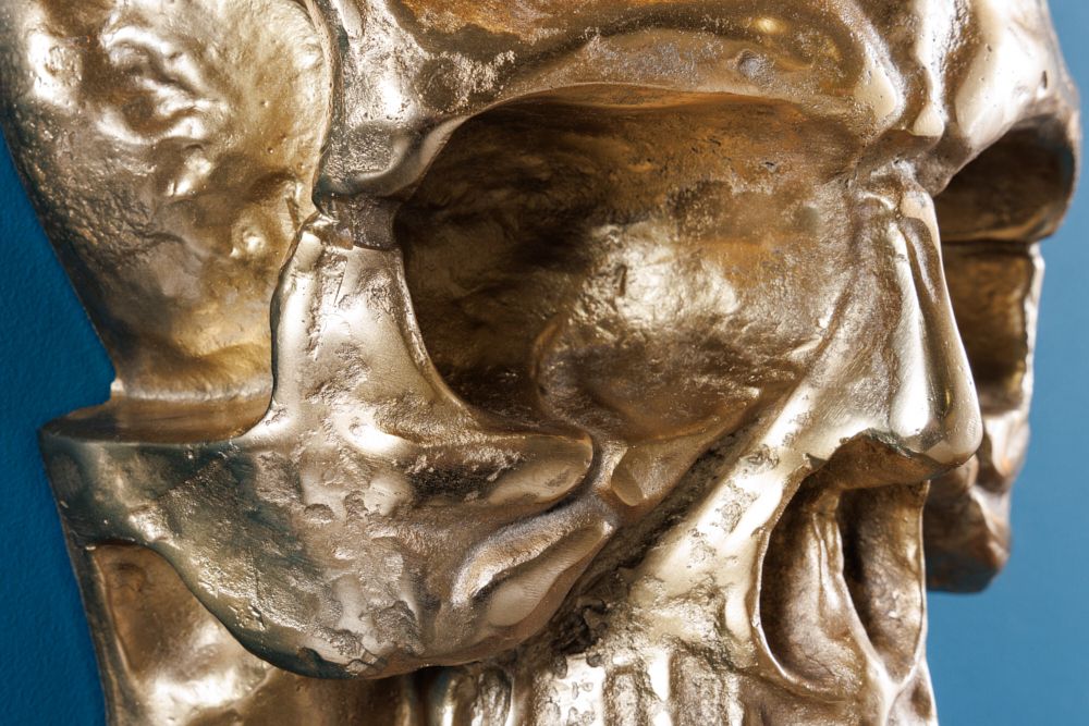 Exklusive Wandskulptur SKULL XXL 40cm gold Deko Totenkopf