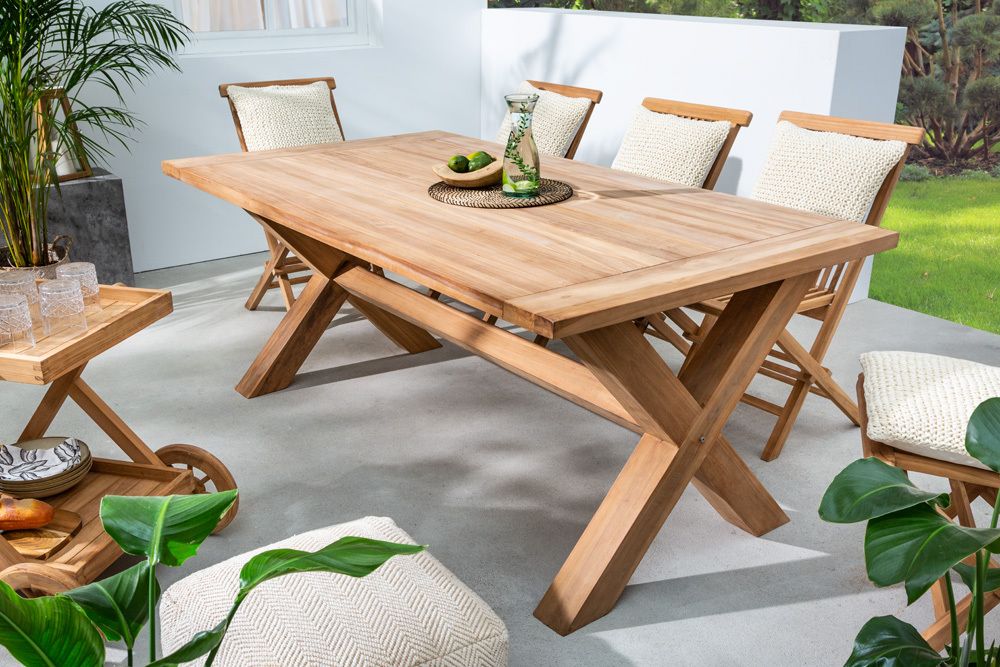 Wetterfester Gartentisch EMPIRE TEAK 180cm Teak Massivholz Outdoor Esstisch
