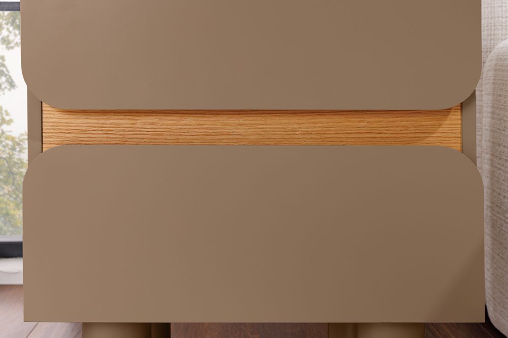 Design Nachtschrank COSMO 60cm greige Eiche zwei Schubladen