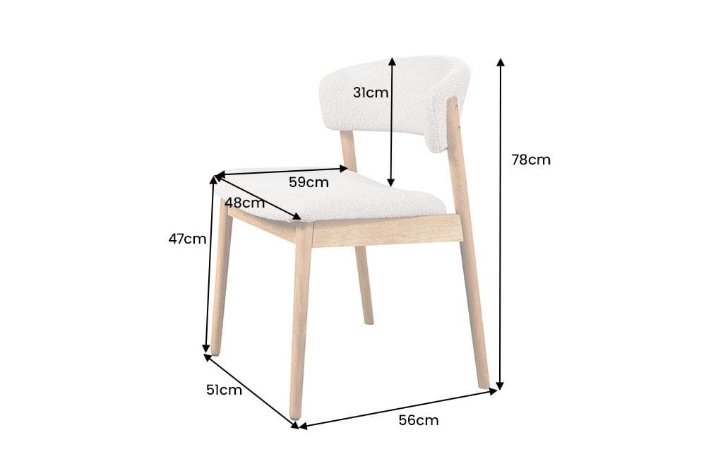 Design Stuhl VALHALLA WOOD natur Eiche Massivholz creme Strukturstoff