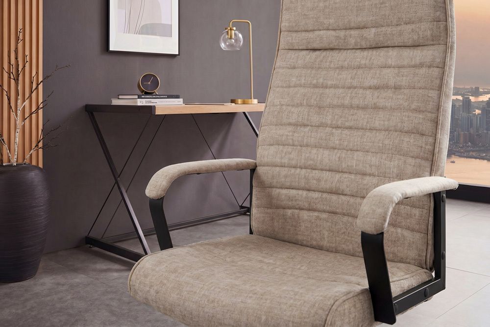 Höhenverstellbarer Bürostuhl LAZIO taupe Vogue Velours Samt drehbar mit Rollen