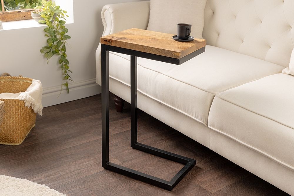 Massivholz Beistelltisch GASTON 65cm natur Mangoholz Metall schwarz handmade » Jetzt kaufen