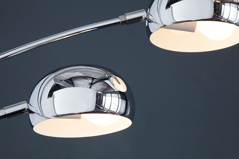Design Bogenlampe FIVE LIGHTS 205cm chrom Stehlampe mit schwarzem Marmorfuß