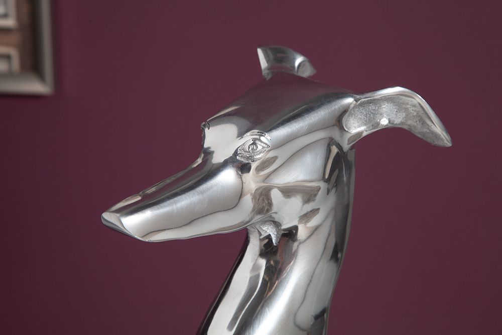 Elegante Windhund Skulptur GREYHOUND 70cm Aluminium Design Figur