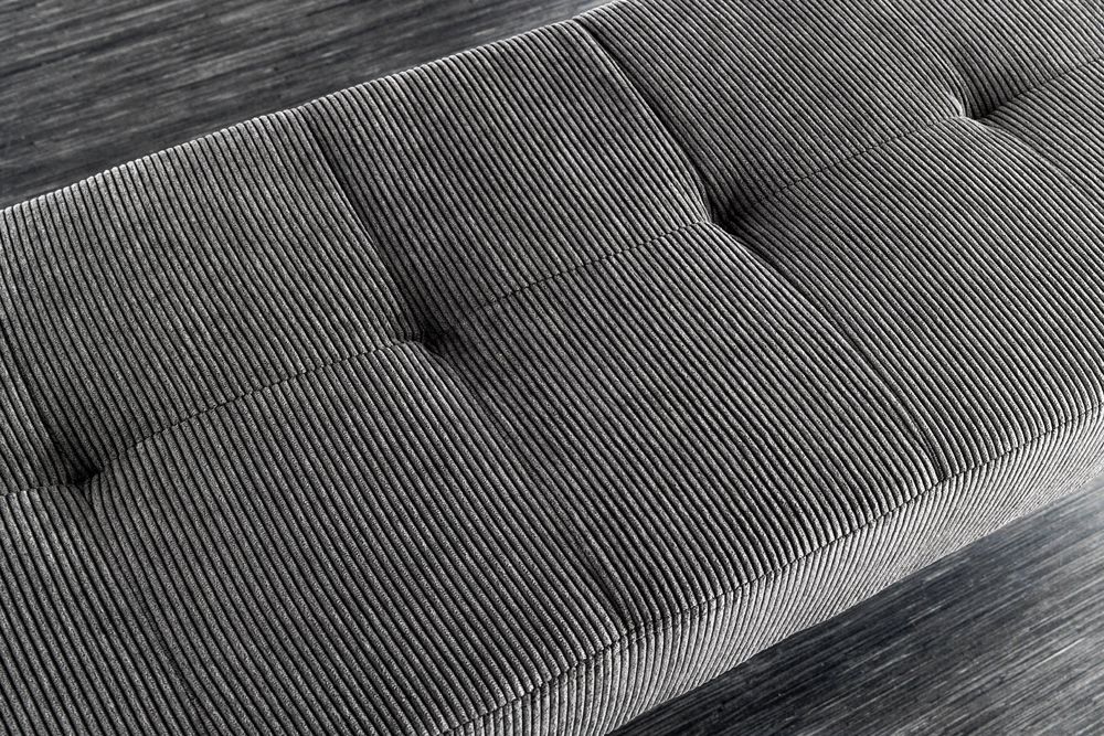 Design Sitzbank BOUTIQUE 100cm dunkelgrau Cord schwarze Metallbeine
