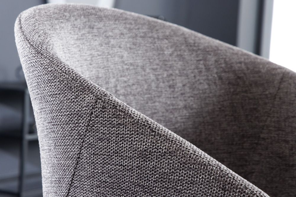 Design Stuhl NORDIC STAR grau Strukturstoff Massivholz mit Armlehne gepolstert