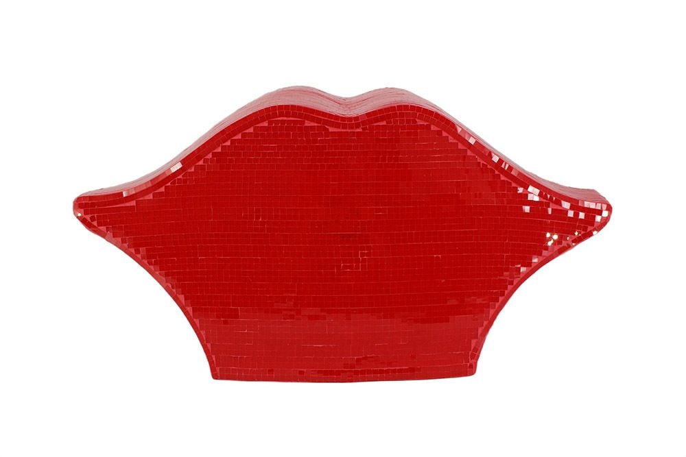 Glamouröse Deko-Figur DISCO LIP 45cm rot Glas-Mosaik-Design handmade