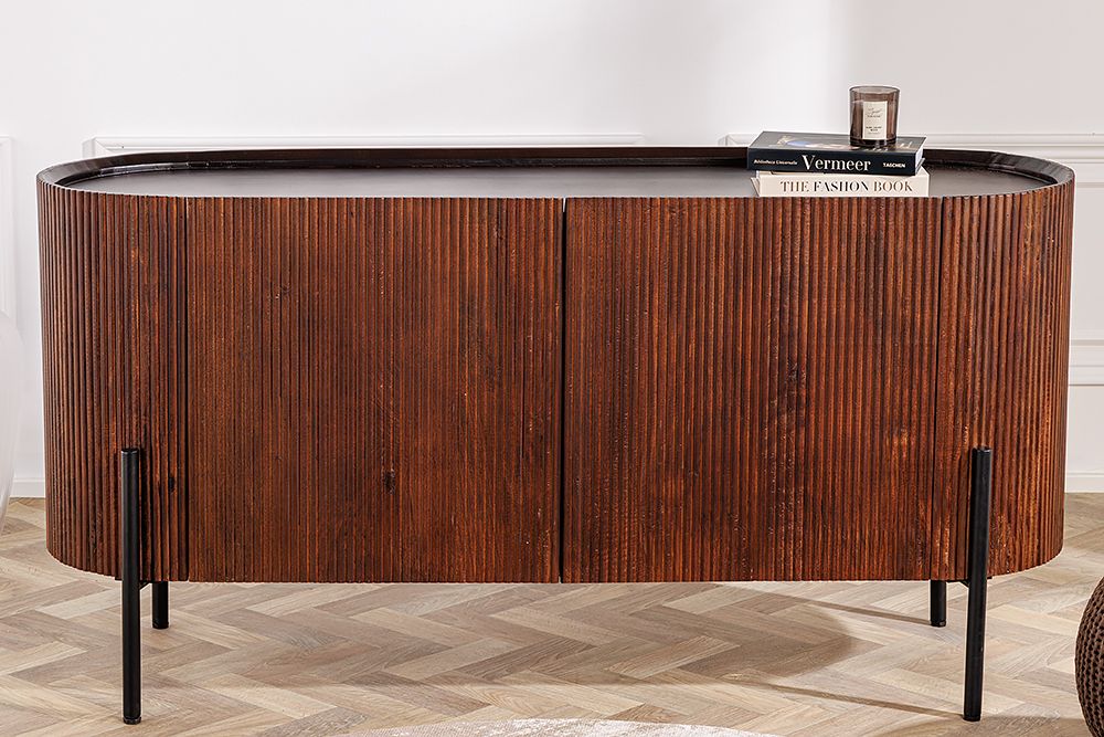 Massivholz Sideboard GATSBY 150cm dunkelbraun Mango Retro Design