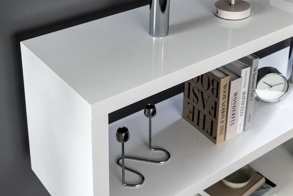 Design Regal SNAKE 165cm weiß Bücherregal Hochglanz mit fünf Böden