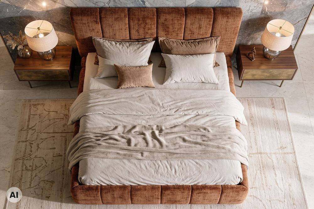Design Boxbett ADLON 180x200cm rostbraun Chenille Cremona mit Stauraum und Lattenrost