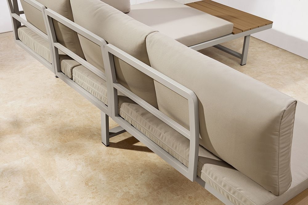 Wetterfestes Gartenmöbel Set IBIZA MODULAR LOUNGE 250cm champagner greige Aluminium