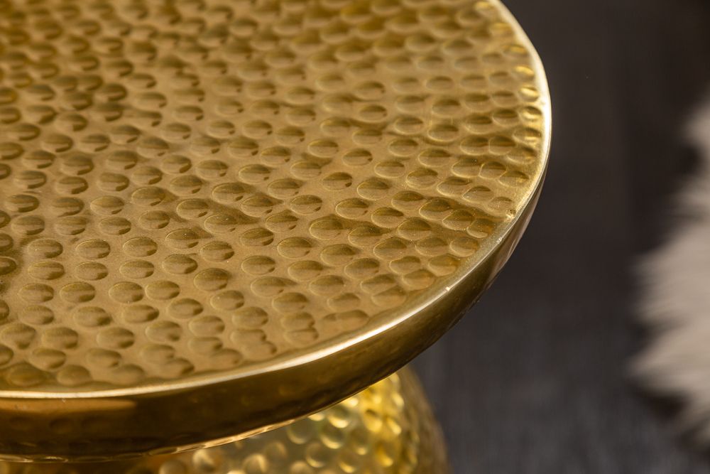 Handgearbeiteter Beistelltisch ORIENT 50cm gold Hammerschlag Design