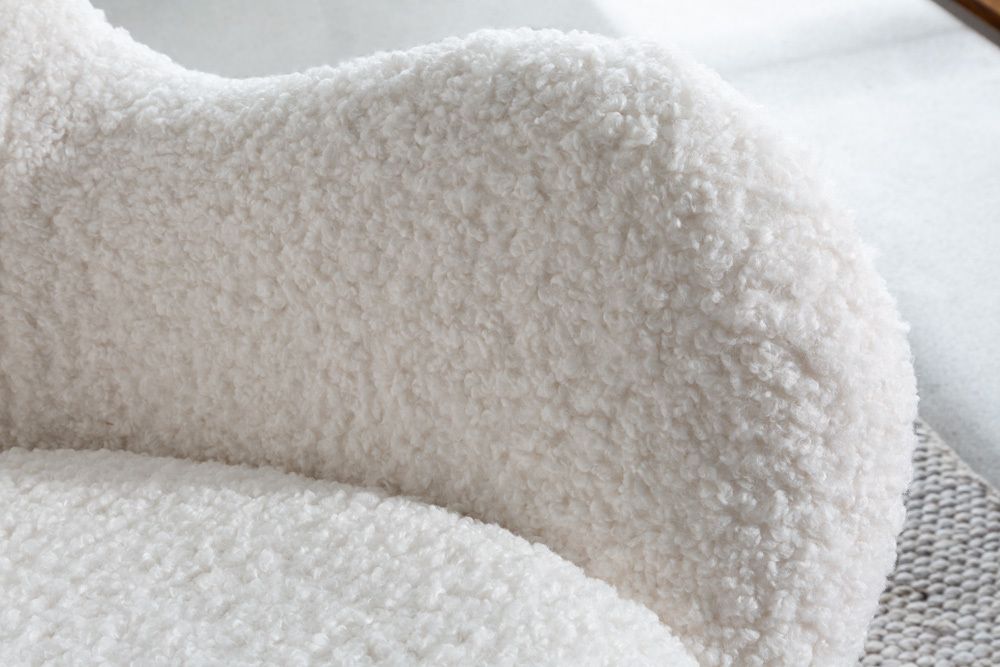 Design Schaukelstuhl SCANDINAVIA SWING weiß Bouclé Sessel schwarz Metall
