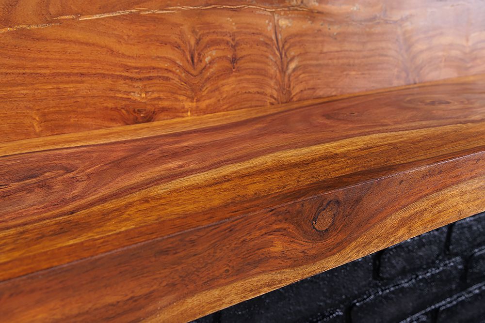 Massives Wandregal MAKASSAR 80cm braun Sheeshamholz stone finish handmade