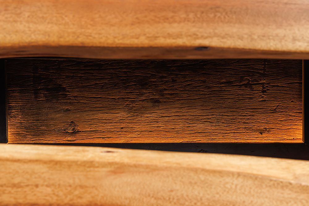 Massivholz TV-Lowboard GRAND ACACIA 180cm braun Akazie mit LED-Beleuchtung Baumkante