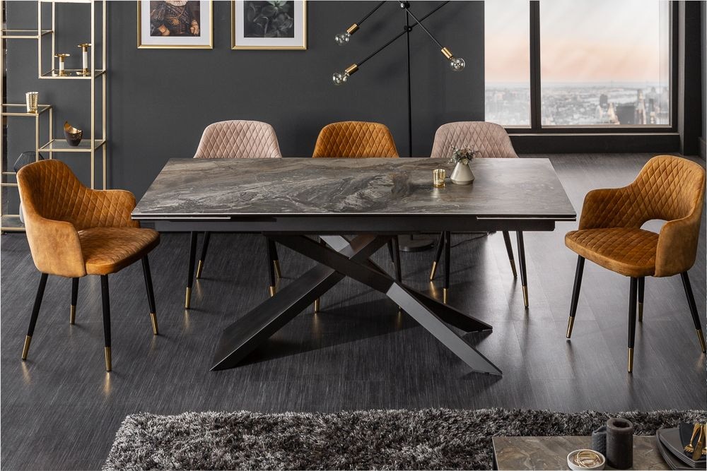 Ausziehbarer Esstisch EUPHORIA 180-220-260cm taupe anthrazit Keramik made in Italy