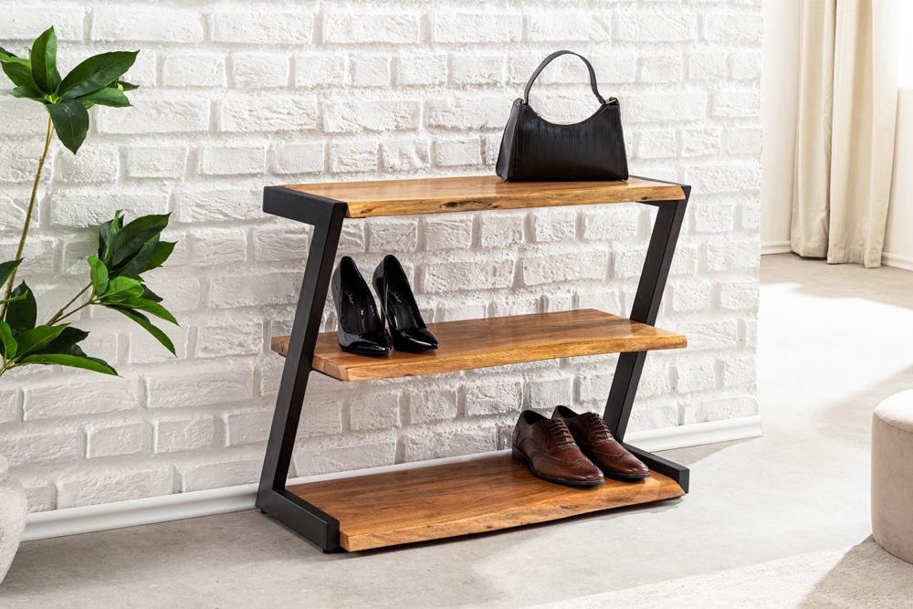 Massives Schuhregal MAMMUT 75cm braun honey finish Akazienholz Regal
