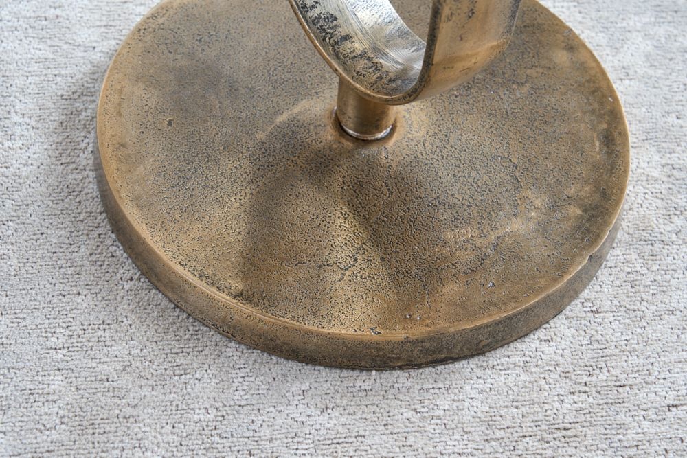 Runder Beistelltisch ELEGANCE 60cm messing Mangoholz Metall Aluminium massiv handmade