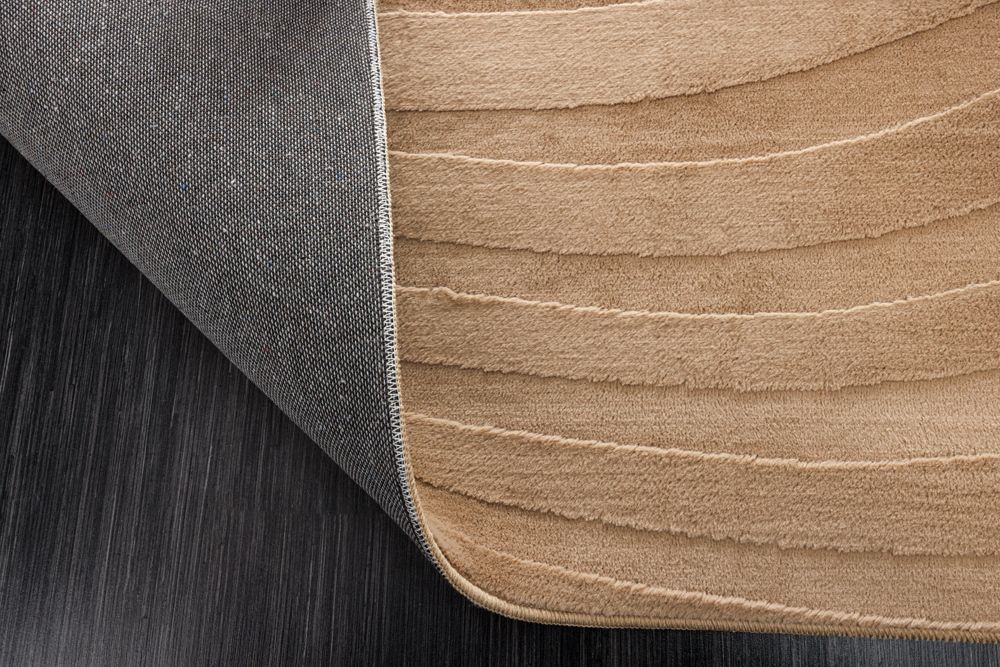 3D strukturierter Kurzflor Teppich WAVE 230x160cm beige Hoch-Tief-Effekt