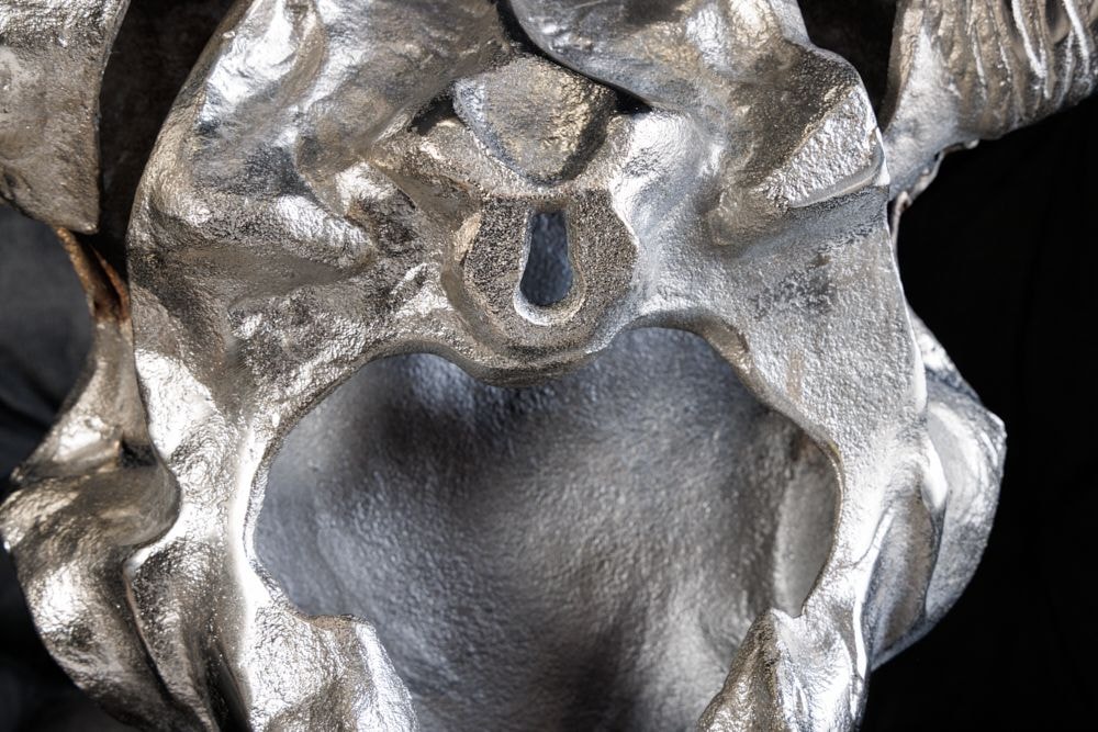 Design Schädel MATADOR 70cm silber Aluminium Wanddekoration