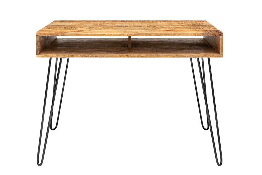 Massiver Schreibtisch SCORPION 100cm natur Mangoholz Hairpin Legs
