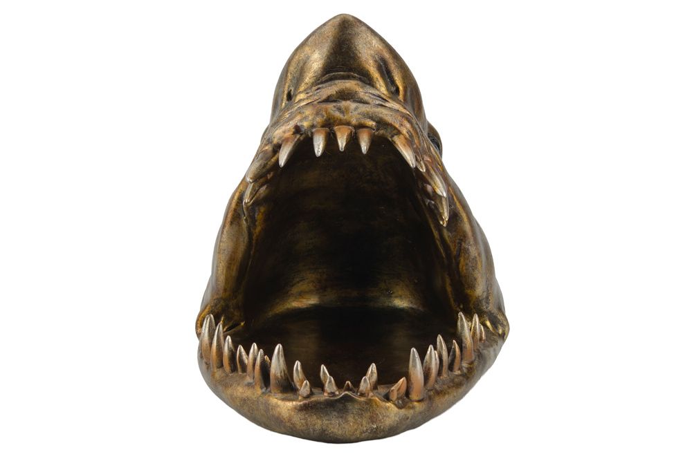Deko-Figur SHARK HEAD 25cm bronze mit Ablagefach handmade