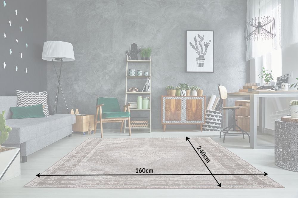 Orientalischer Baumwoll-Teppich PURE UNIQUE 240x160cm hellgrau geometrische Muster