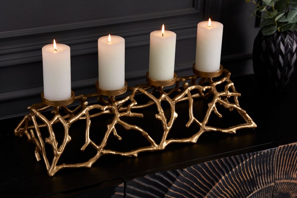 Eleganter Kerzenhalter ABSTRACT 60cm gold für 4 Kerzen