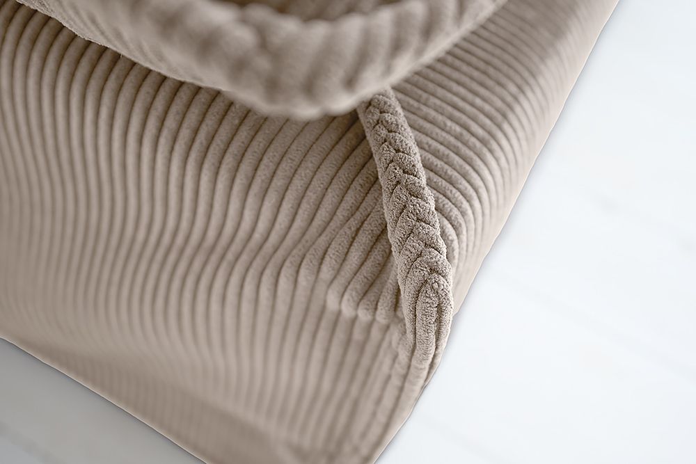 Großer Sitzhocker HEAVEN 100cm greige Cord Sofahocker abnehmbarer Bezug