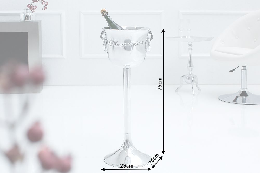Eleganter Sektkühler CHAMPAGNE 75cm silber poliert Flaschenkühler