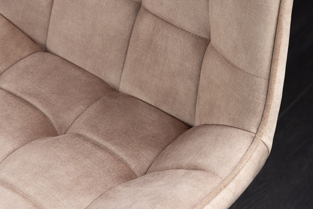 Design Stuhl ROADSTAR champagner greige Samt schwarze Metallbeine