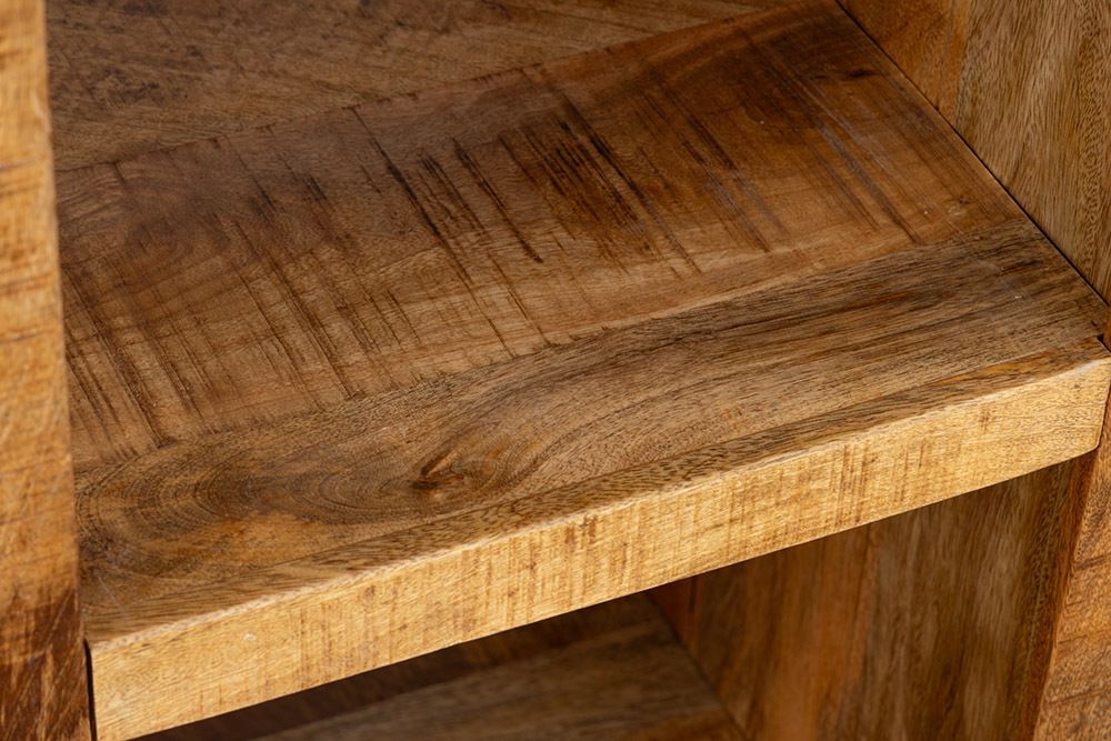 Massives Regal IRON CRAFT 200cm natur Mangoholz Bücherregal 25 Fächer