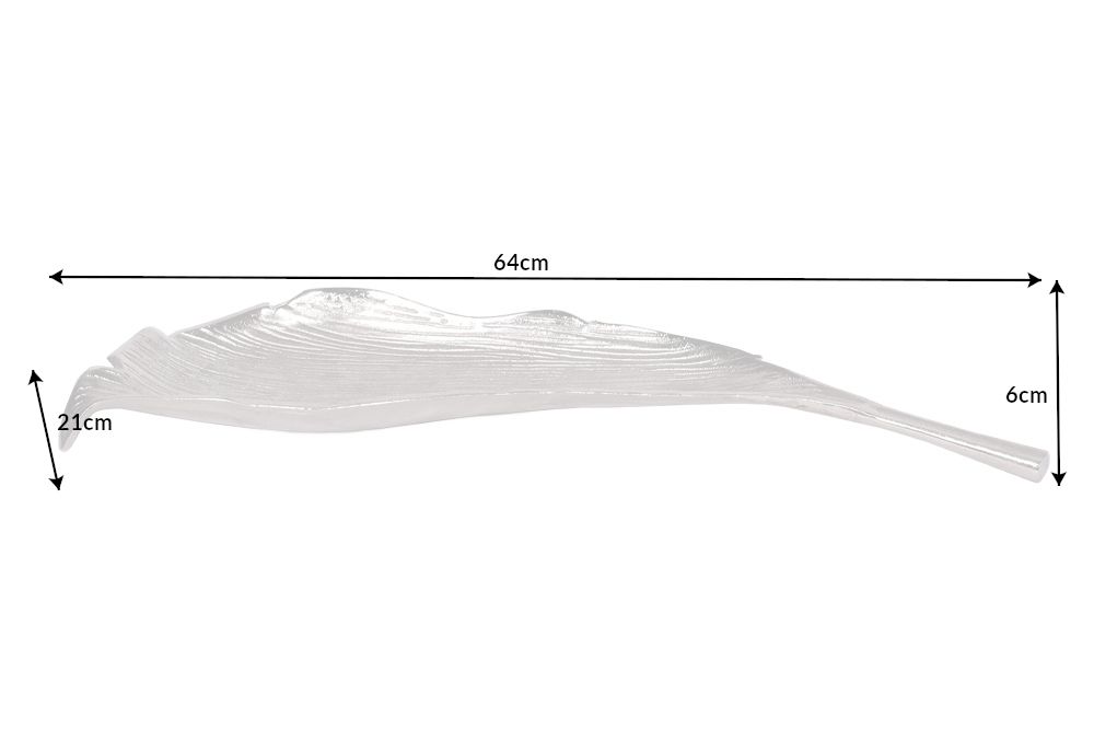 Handgefertigte Deko Schale ABSTRACT LEAF 65cm silber Aluminium