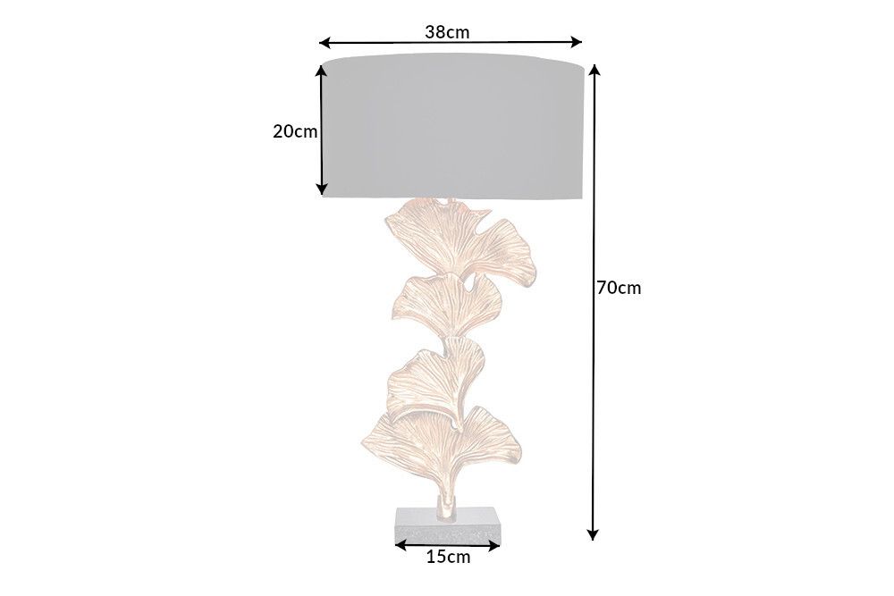 Design Tischlampe GINKGO 70cm schwarz Stoffschirm gold Metall handmade Marmor-Fuß