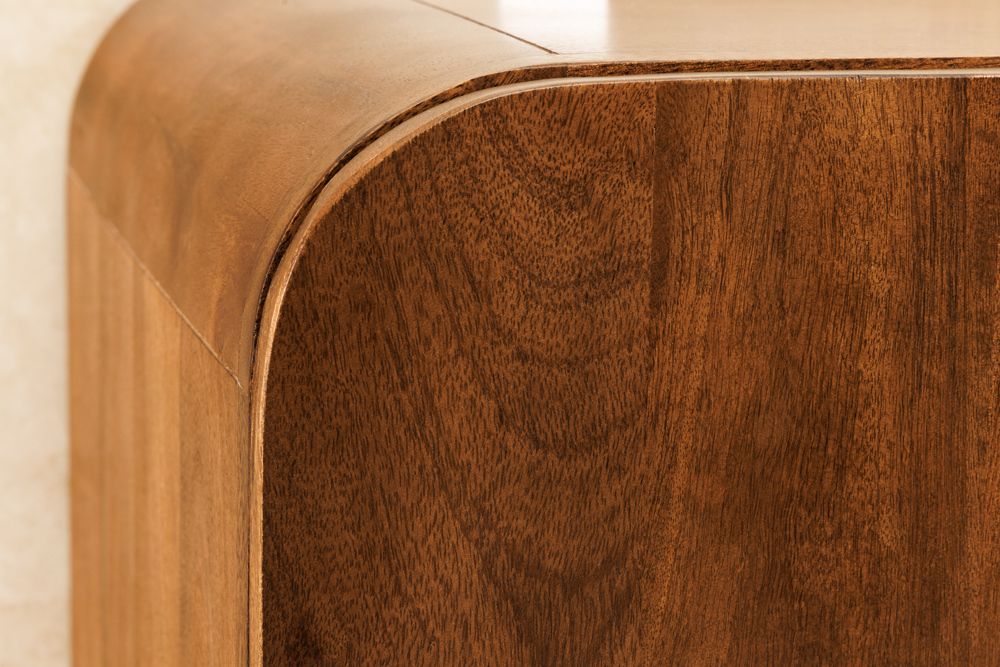 Quadratisches Lowboard BRASIL 75cm braun Mango Massivholz zwei Fächer Schrank