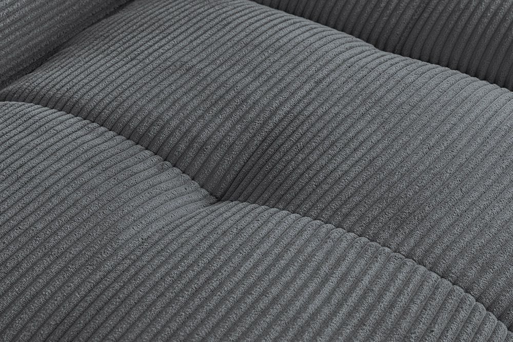 Modernes Ecksofa ZERO GRAVITY 240cm dunkelgrau Cord 3-Sitzer Couch L-Form