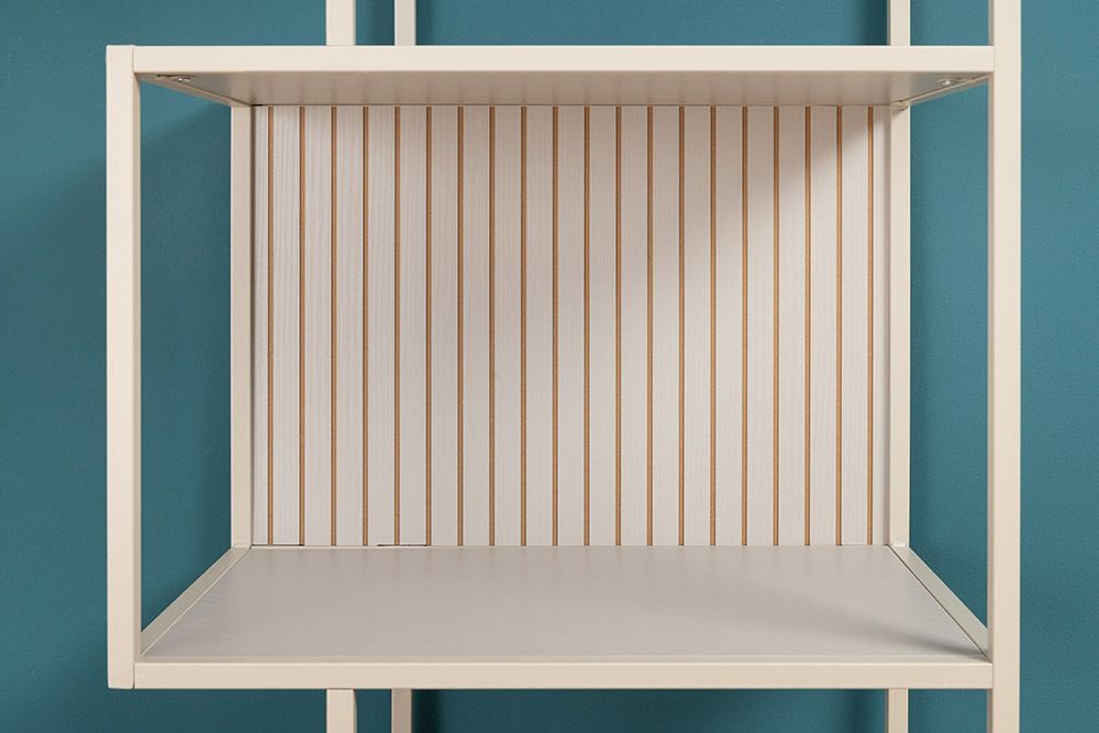 Modernes Bücherregal SLIM LINE 185cm champagner beige Metall mit Schubladen