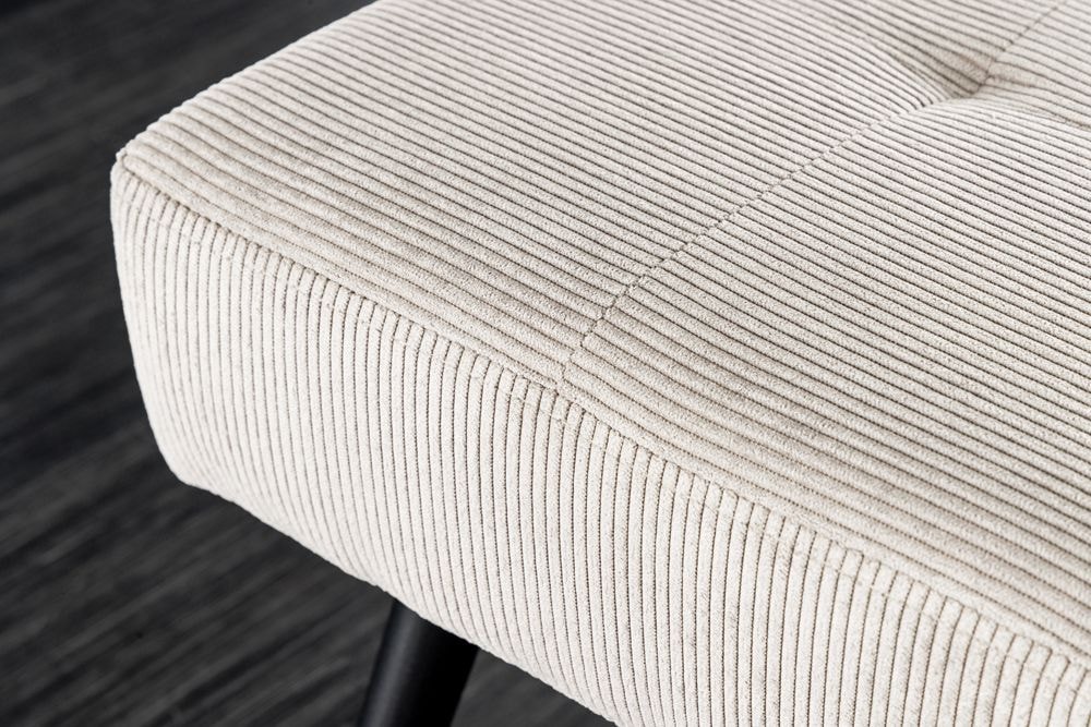 Design Sitzbank BOUTIQUE 100cm beige Cord schwarze Metallbeine Polsterbank