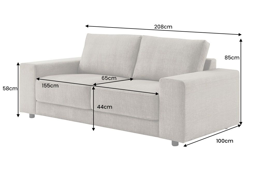 Großes Sofa LOFT 210cm taupe Vogue Velours Samt 3-Sitzer Couch Taschenfederkern