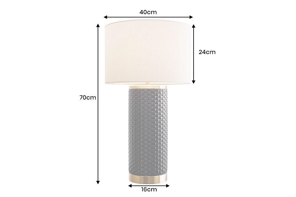 Moderne Tischlampe ELEGANCIA 70cm schwarz gold Keramik rund Stoffschirm