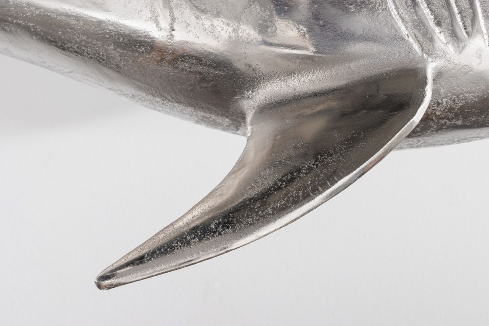 Maritime Wanddekoration HAI 105cm silber rechts Metall Haifisch Design Skulptur