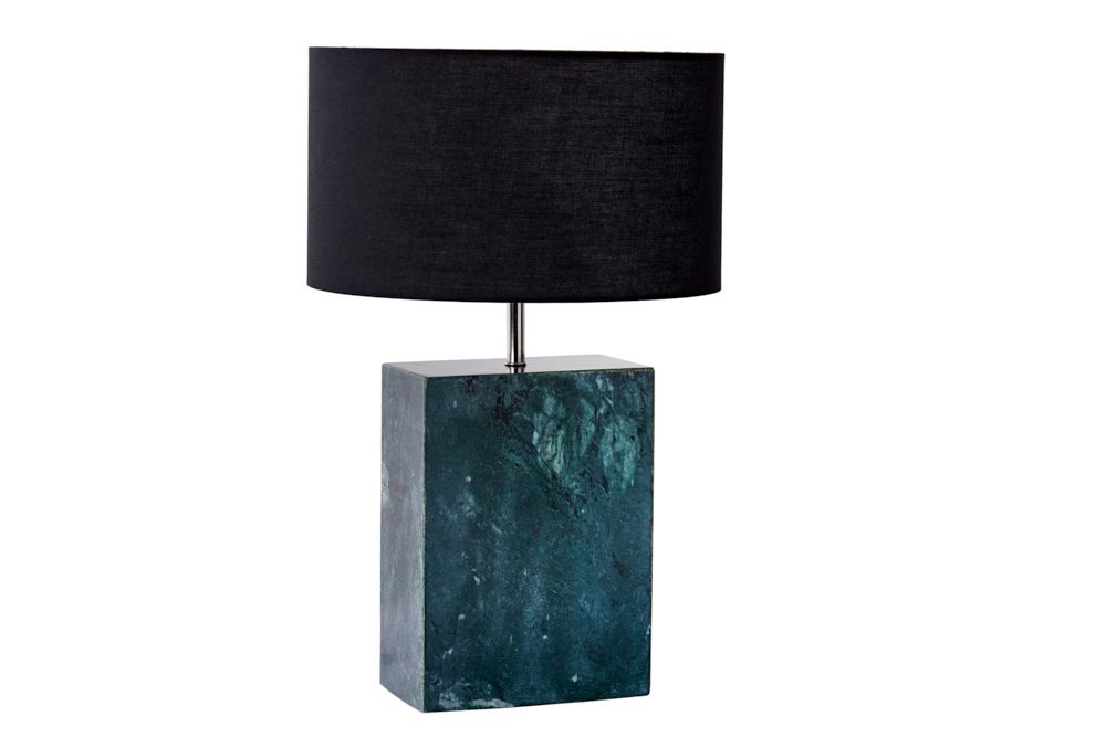 Design Tischlampe NOBLE 55cm grün Marmorfuß Stoffschirm